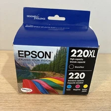 Epson 220XL Black 220 Cyan Magenta Yellow DURABrite  - New In Box