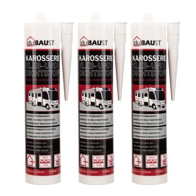 3x duBaust 1K Karosseriekleber & Dichtmasse MS Polymer extra stark 290 ml weiß