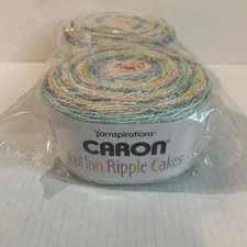 Caron Cotton Ripple Cakes Yarn  “Wildflowers” 2 Skeins Free Shipping 