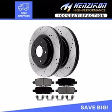 Rear Drilled Slotted Brake Rotors Black & Pads Fit 2009-2014 2019 Nissan Maxima!