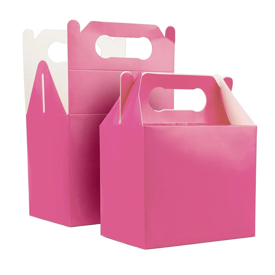 20 Pink Children Lunch Food Boxes Takeaway Birthday Wedding Cake Party Bags Meal