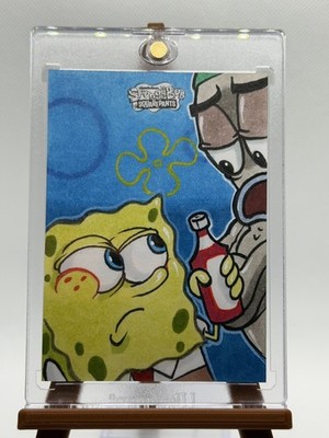 2025 Topps Chrome SpongeBob Sketch 1/1 SpongeBob and Incidental Fish
