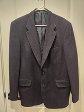 Oscar de La Renta Men's Navy Wool Blend Sport Coat Size 43R Career Office Work