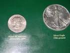 1989 US American Silver Eagle Dollar 1oz Fine Silver Uncirculated & 1979 SBA UNC