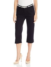 Riders by Lee Indigo Women's Classic Fit Belted Capri, Black, 8