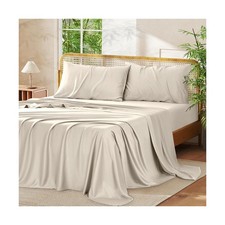California King Sheet Set, Cooling Fitted Sheet and Pillowcase Set, 100 Bamb...