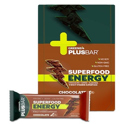 Greens+ Plusbar Energy Chocolate | Gluten Free Energy Bar | Organic Greens | ...