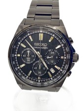 SEIKO Chronograph Watch Analog Stainless BLK BLK SS 8T63 01T0 SBTR037
