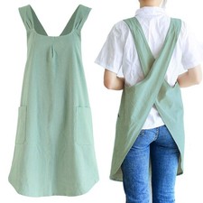 Japanese Linen Cross Back Kitchen Cooking Aprons for Men with Pockets for Bak...