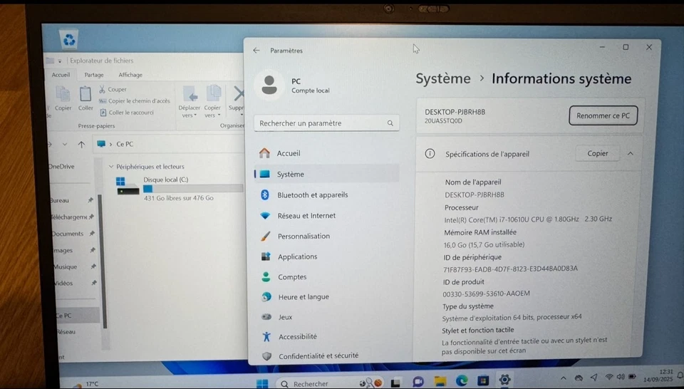 LENOVO ThinkPad X1 Carbon Gen 8 Intel Core i7-10610U 16Go DDR4 512Go SSD QWERTY - Photo 4/4