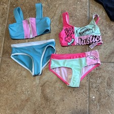 LOT of 2 NWOT Justice Girls 2 Piece Swimsuit Size XS 5/6 with Rash Guard UPF 50 