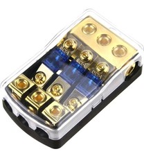 3-Way Copper Distribution Block with 60 Amp Mini ANL Fuse Holder 0GA to 4GA