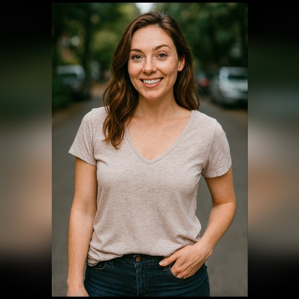 Basic Editions V-Neck Tee (Size Large) - image 1