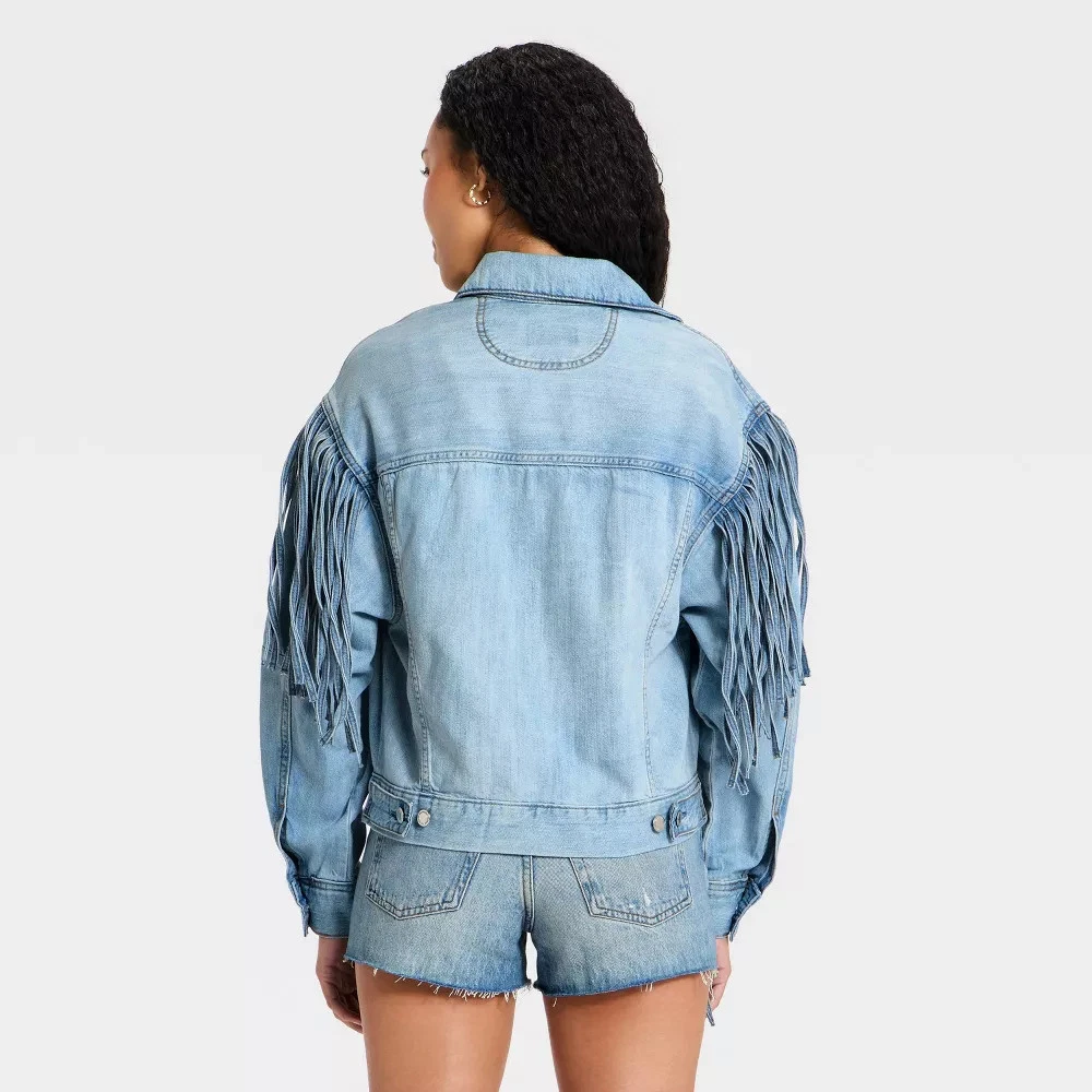 Women Fringe Denim Jacket - Universal Thread