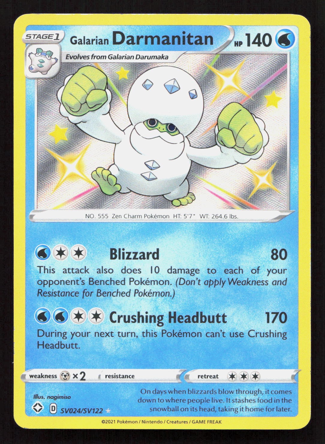 Pokemon GALARIAN DARMANITAN SV024/SV122 SHINING FATES SHINY VAULT Holo