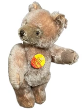 Vtg Steiff Teddy Bear Fully Jointed 9.5" Made in West Germany Button In Ear Tag