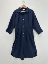 Witchery Midi Shirt Dress AU 14 Blue Stretch Pocket Button Up Dolman Sleeve