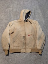 Vintage Dickies Jacket Mens Medium Brown Canvas Hooded Quilted 1970s 80s Coat