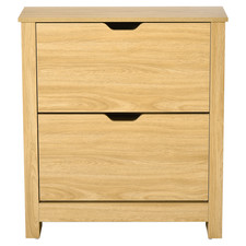 Shoe Storage Cabinet Natural Wood 80H x 72L x 26Dcm 12-Pair Oak Brown 2 Drawers