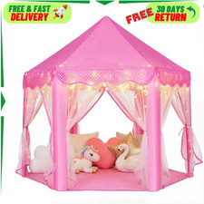 Princess Castle Play Tent Birthday Girls Playhouse Kids Toys Indoor with Lights