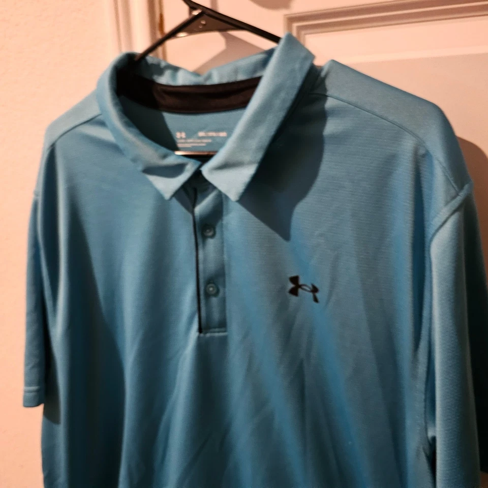 Camisa polo de golf Under Armour para hombre calce holgado azul 3XL Foto 2 de 4