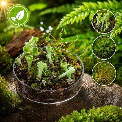 Pixie Cups Tiny Landschaft lebende Moos Flechten in 3,5cm Petrischale Diorama