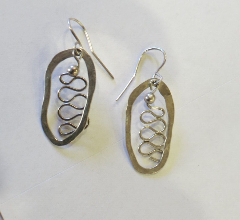 Sterling Silver loop  Hand Made Earring great con… - image 1