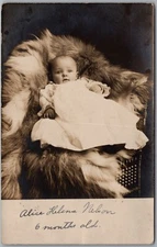 Cute Baby On Ornate Wicker Chair RPPC Real Photo Postcard D565
