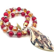 Collana Con Perline In Vetro Di Murano Veneziano E Argento Sterling
