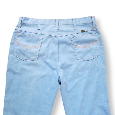 1970s Vintage Maverick Blue Denim Bootcut Jeans 36