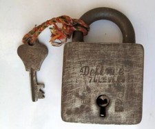 Collectible Old Iron Hand Forged Defence 7 Lever Padlock With Key Lock