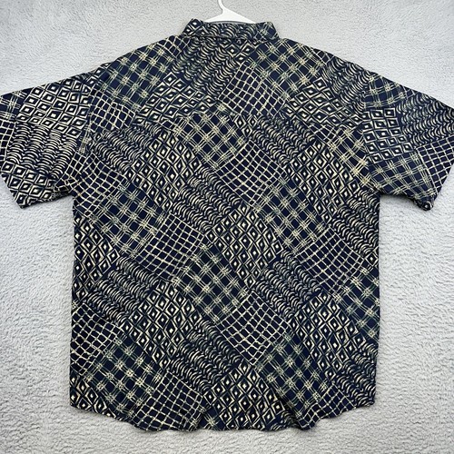 Impact Shirt Mens Large Black Silk Abstract Disco Lightweight Summer Beach - Picture 6 of 15