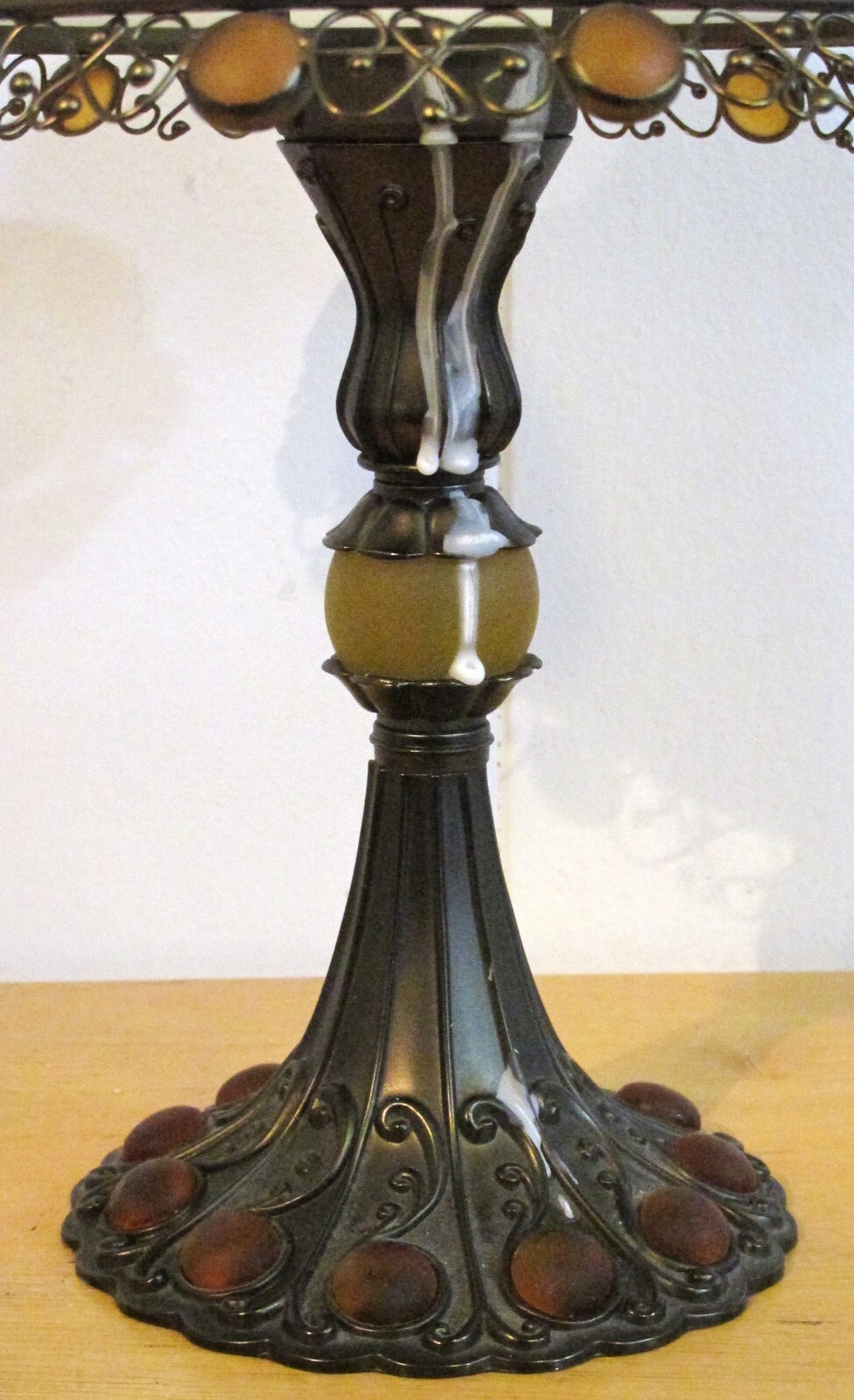 PartyLite 11.5" Tea Candle Lamp with Frosted Glass Shade & Brass Base