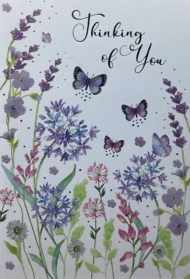 SIMON ELVIN THINKING OF YOU CARD FLOWERS 7”x5” FREE P&P