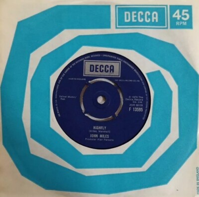 John Miles-Highfly/There's A Man Behind The Guitar Vinyl 7'' Single.Decca F 13595