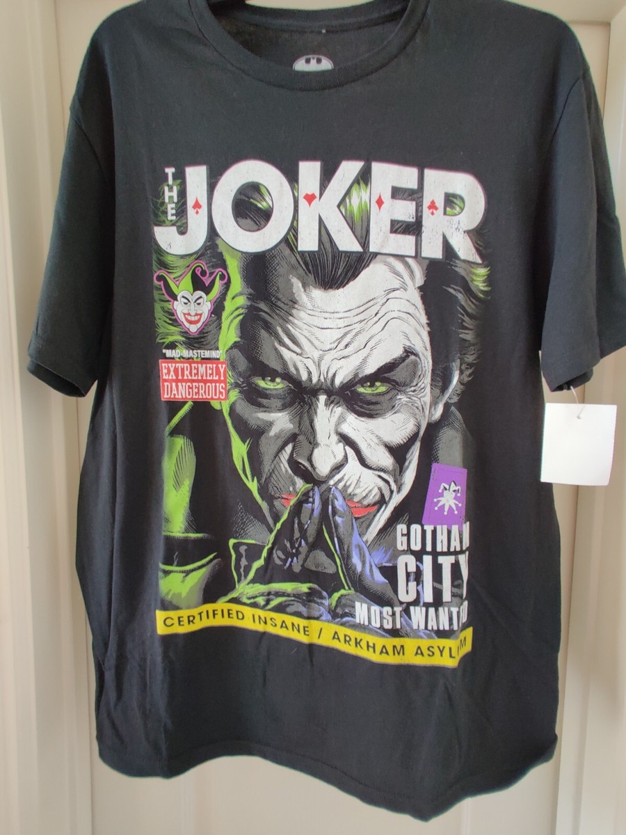 Batman The Joker Tee Shirt Gotham City Most Wanted Men's Size Medium M NEW