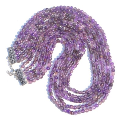 486, kt tolle massive Amethyst Perlen erstaunliche Halskette 5 Strang VK 19 E558