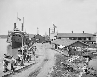 Steamer State of Ohio Dockside   Put-in-Bay, Lake Erie Excursion Boat c.1904