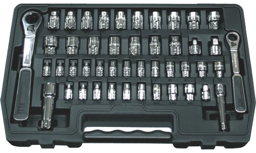 46 Piece M13 & M20 Hollow Drive SAE & Metric GearRatchet Socket Set T&E Tools GR