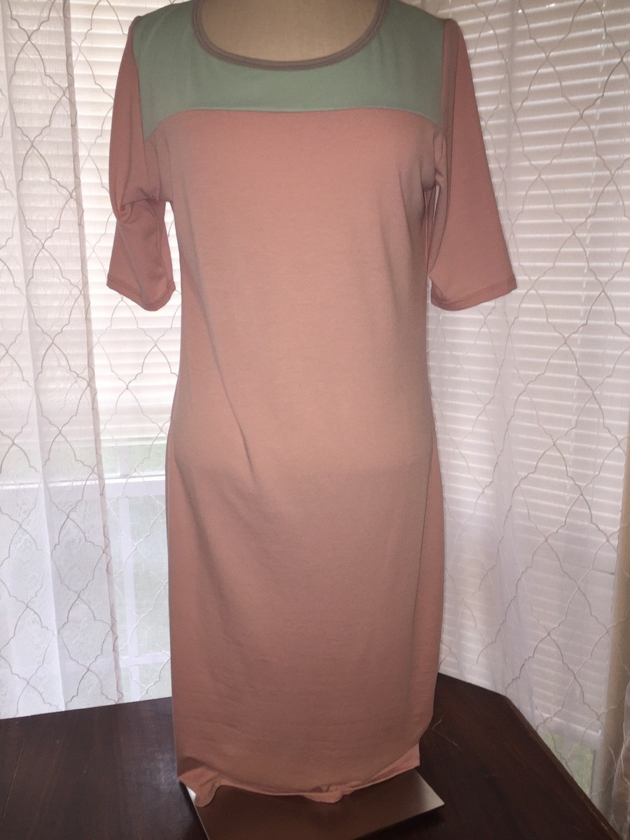 LuLaRoe Large Julia Dress Pink With Light Blue Top Gender Reveal Baby  Shower | eBay