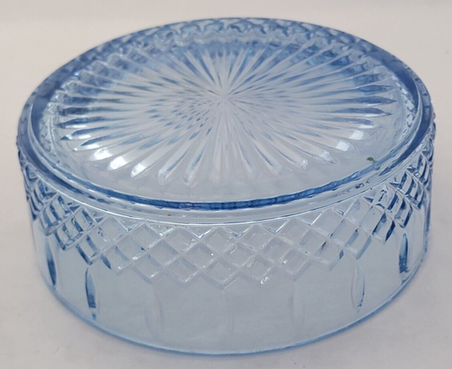 Indiana Glass Blue Pastel #4904 PRINCESS CANDY BOX & COVER 6" T Bonbonniere Dish - Picture 12 of 17