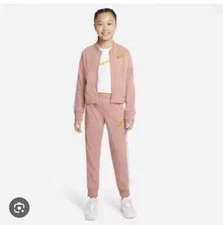 New Nike Big Girls Tracksuit 2-Piece Set, Size Large, Rose Whisper CU8374-609