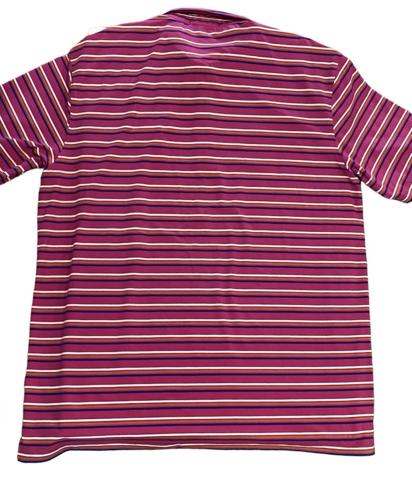 Camisa polo Leilehua campo de golf para hombre a rayas rosa poliéster Hawaii Foto 2 de 4