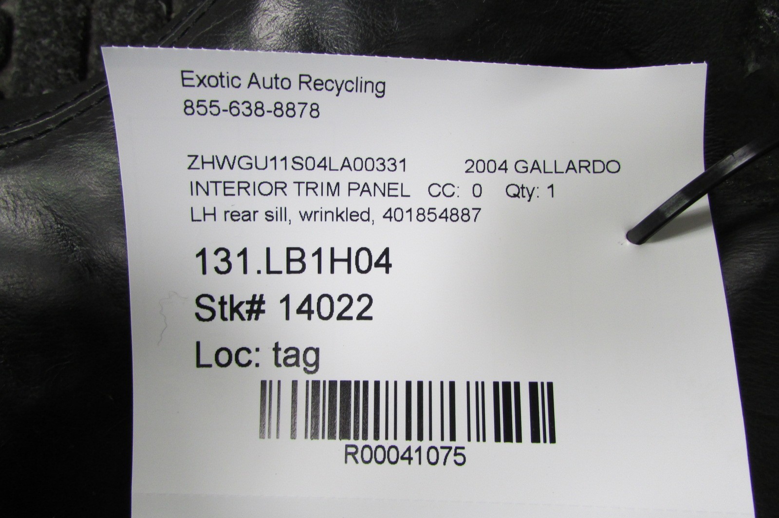 Lamborghini Gallardo, LH, Left Front Sill Cover, Black Leather, Used 401854887