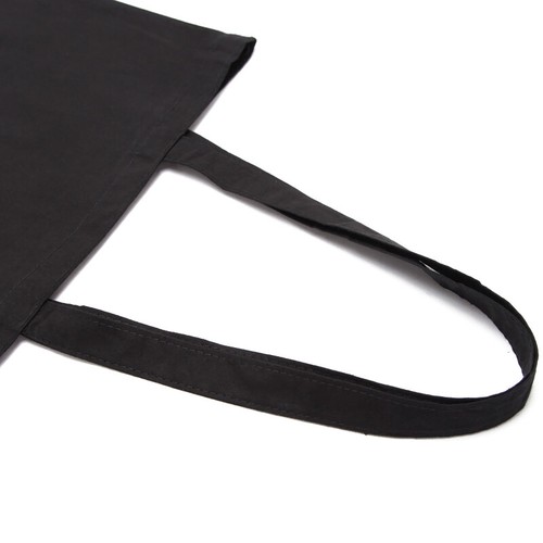 Black 100% Cotton Reusable Eco Shopping Library Travel Carry/Shoulder/Tote Bag - Picture 5 of 9