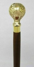 Handmade Nautical Designer Brass Antique Style Walking Stick Wooden Derby Handle