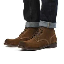 New Handmade Brown Suede Formal Lace Up Ankle Hiking Boots For Mens