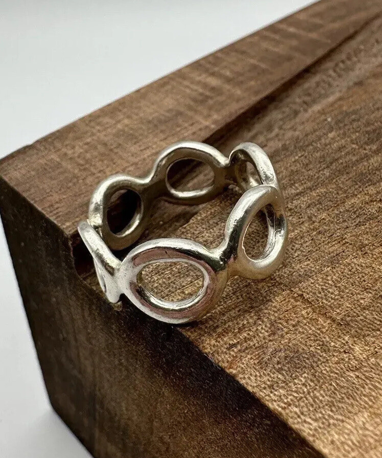 925 Sterling Silver Ring Connected Open Circles D… - image 1