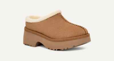 UGG 1016222SAN 関税送料込 UGG- Women New Heights Cozy Clog Chestnut 1162510 Leather