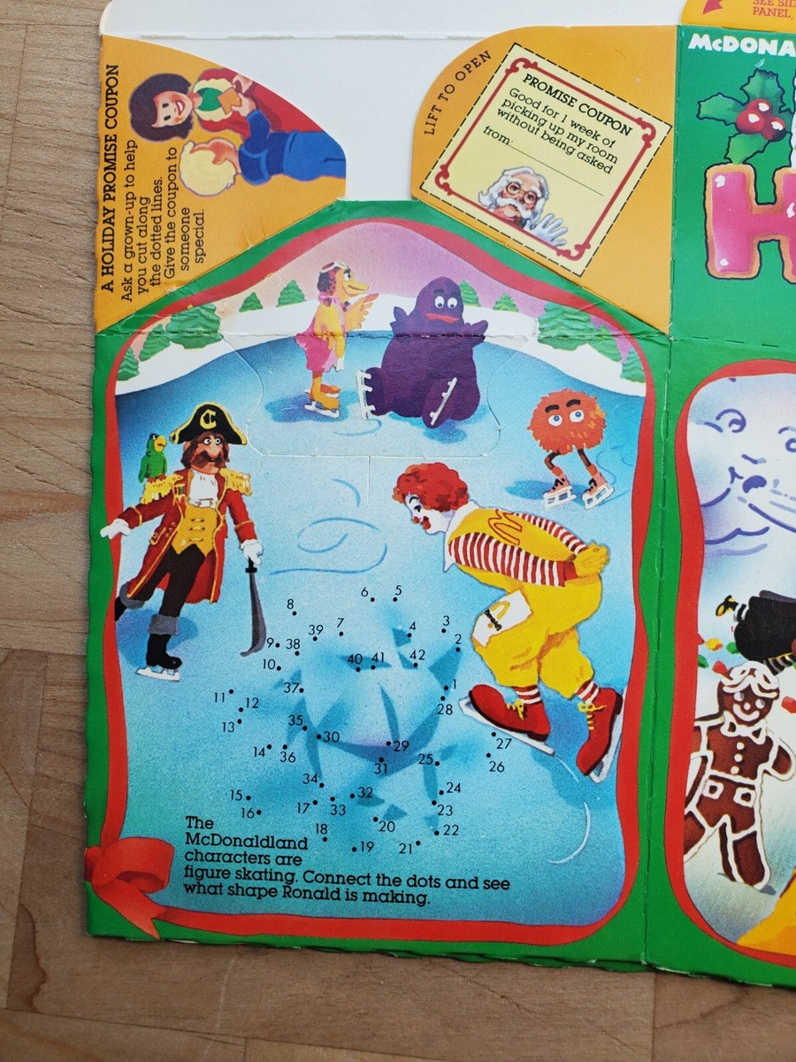 1984 McDonald's Happy Meal Box - Happy Holidays Ice Skating Ronald